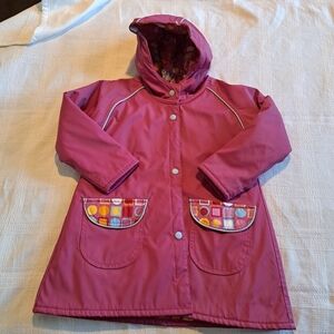 Stride Rite girls size 3T pink quilted insulated rain coat, hood attached